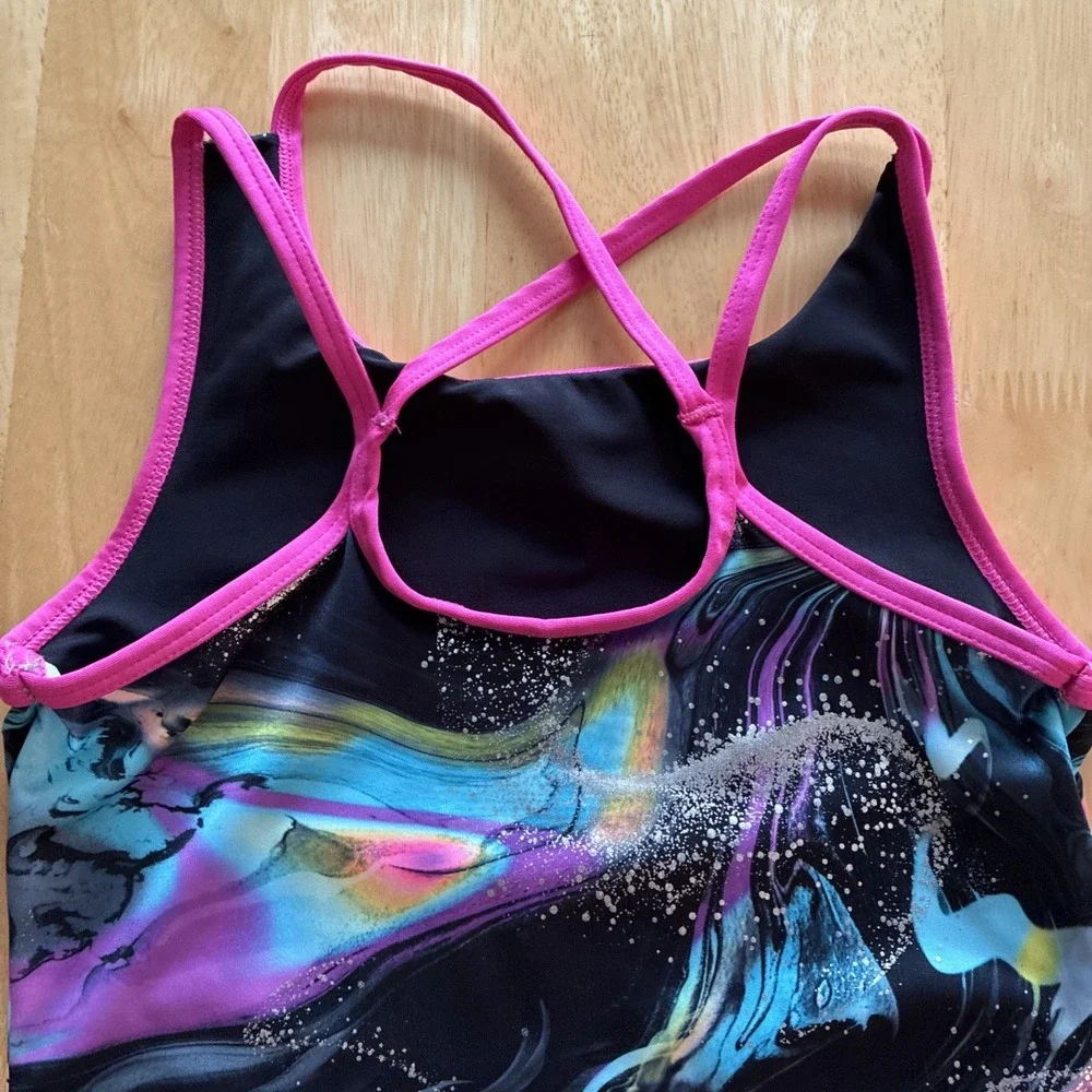 Justice Dance Leotard Size 12/14 Large Cosmic Swirl